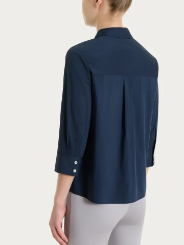 Camicia con manica 3/4 in Poplin di cotone DS52SW BLUE