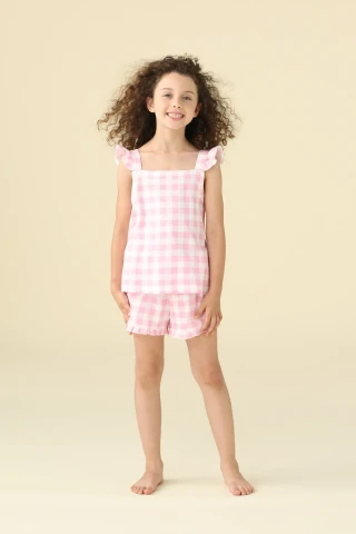 PIGIAMA BAMBINA COTONE BRETELLINA FE002607 FUXIA