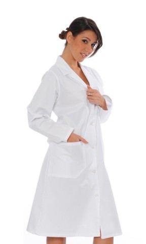 CAMICE MANICA LUNGA DOTTORESSA C0077 BIANCO