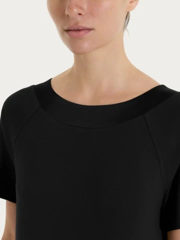 Abito con collo a sviluppo circolare in Viscosa Summer DT32D7 NERO