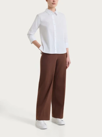 Camicia con manica 3/4 in Poplin di cotone DS52SW BIANCO