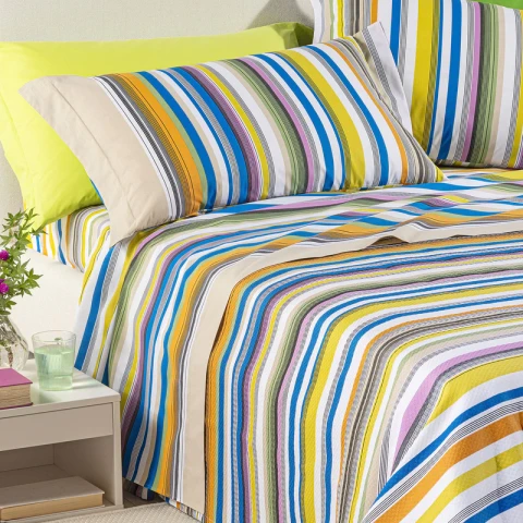 Copriletto Non Trapuntato In Cotone Piquet Bristol Singolo Caleffi MULTICOLOR