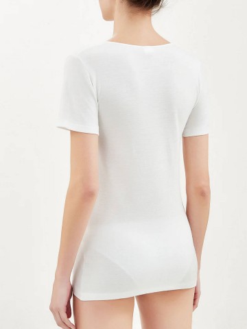 MAGLIA SINTONIA MEZZA MANICA FORMA SENO RAGNO 072458 BIANCO LANA