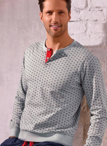 PIGIAMA UOMO COTONE MANICA LUNGA SERAFINO TGH754238 INFIORE AZZURRO BLU