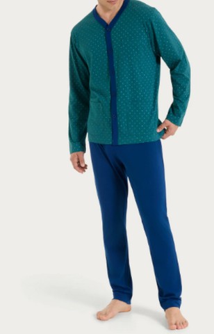 Pigiama aperto con micro rombi in Jersey di Cotone UA23N7 RAGNO FANT. BAYBERRY