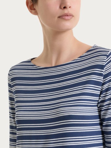 Maglietta a righe alternate scollo a barchetta in Viscosa Summer DT13TB RAGNO FANT. OCEANA