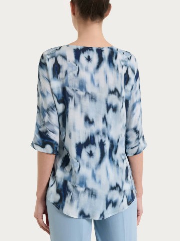 Blusa con manica 3/4 e fantasia in EcoSeta DS86SX RAGNO FANT. OCEANA