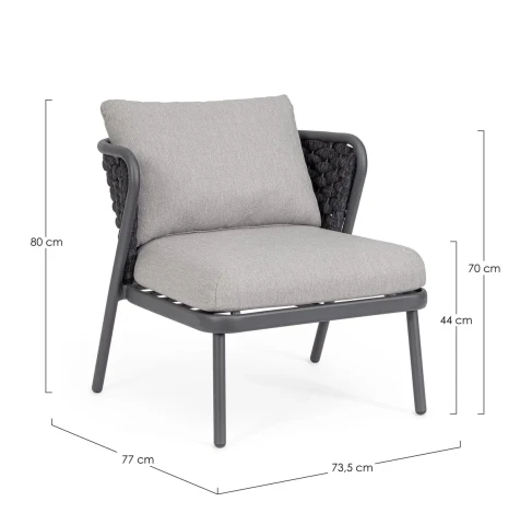HARLOW POLTRONA ANTRACITE CON CUSCINO 0663581 BIZZOTTO