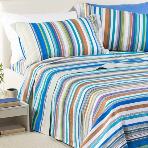 Copriletto Non Trapuntato In Cotone Piquet Bristol Singolo Caleffi BLU