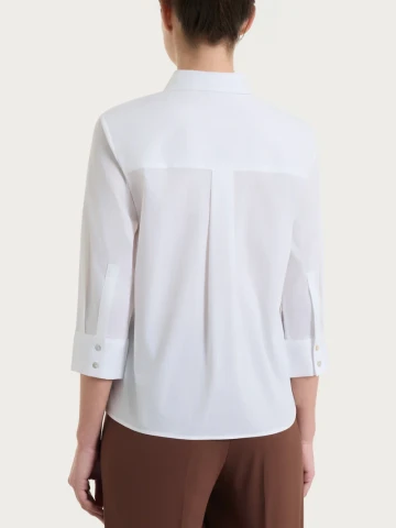 Camicia con manica 3/4 in Poplin di cotone DS52SW BIANCO