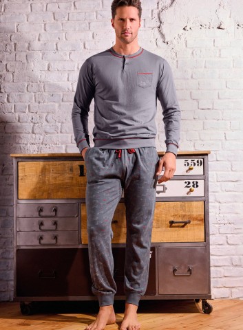PIGIAMA UOMO COTONE MANICA LUNGA SERAFINO PLY754268 INFIORE GRIGIO