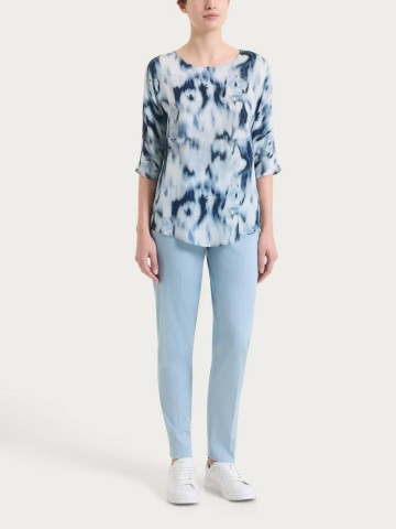 Blusa con manica 3/4 e fantasia in EcoSeta DS86SX RAGNO FANT. OCEANA