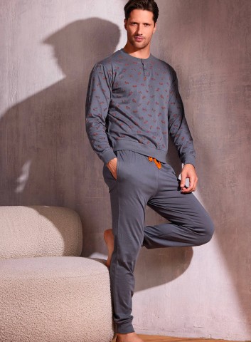 PIGIAMA UOMO COTONE MANICA LUNGA SERAFINO PLN753989 INFIORE ANTRACITE
