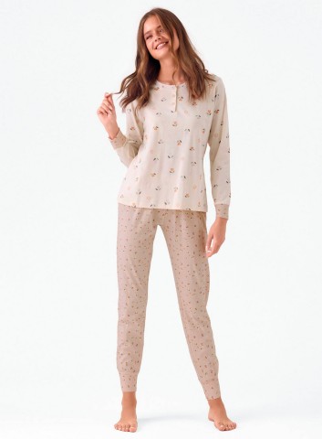 PIGIAMA DONNA COTONE Manica lunga serafino PRF653985 infiore CORDA