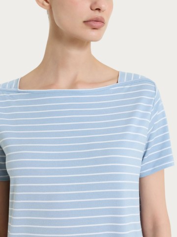 Maglietta a righe con collo a barchetta in Summer Light Piquet DT05TB RAGNO FANT. DUSTY BLUE