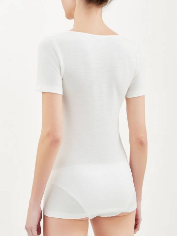 MAGLIA SINTONIA MEZZA MANICA GIROCOLLO RAGNO 072457 BIANCO LANA