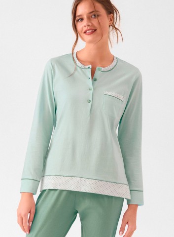 PIGIAMA DONNA COTONE Manica lunga SERAFino TBL654287 infiore MENTINA