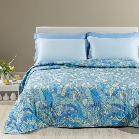 Copriletto Trapuntato In Cotone Forest Matrimoniale Caleffi BLU