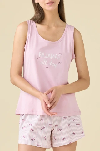PIGIAMA DONNA COTONE SPALLA LARGA FA009616 GLICINE