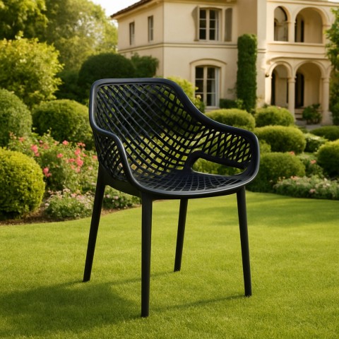 SEDIA CON BRACCIOLI ARIA ILBLUGARDEN MADE IN ITALY GRAFITE