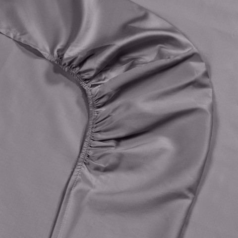 BRIGHT COMPLETO LENZUOLA MATRIMONIALE IN RASO MADE IN ITALY GRIGIO