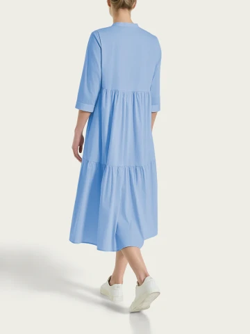 Abito con balze e pieghe frontali in Poplin di Cotone DS52DW BEL AIR BLUE