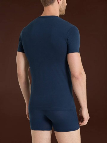 MAGLIA MEZZA MANICA SCOLLO A V PACCO DOPPIO RAGNO 601418 BLU