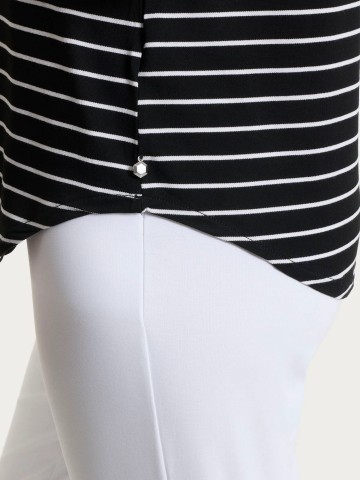 Maglietta a righe con collo a barchetta in Summer Light Piquet DT05TB RAGNO FANTASIA NERO