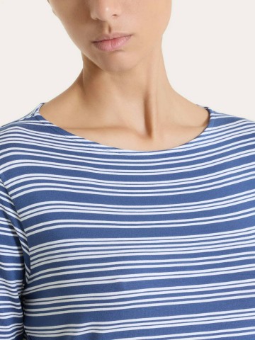 Maglietta a righe alternate scollo a barchetta in Viscosa Summer DT13TB RAGNO FANT. OCEANA