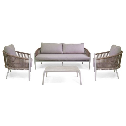 ANNISTON SALOTTO 3POSTI BIANCO/CORDA NATURALE