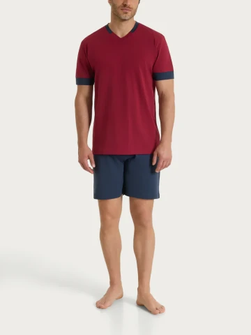 Pigiama corto con scollo a V e dettagli in Jersey di Cotone UA42NE FANT. BIKING RED