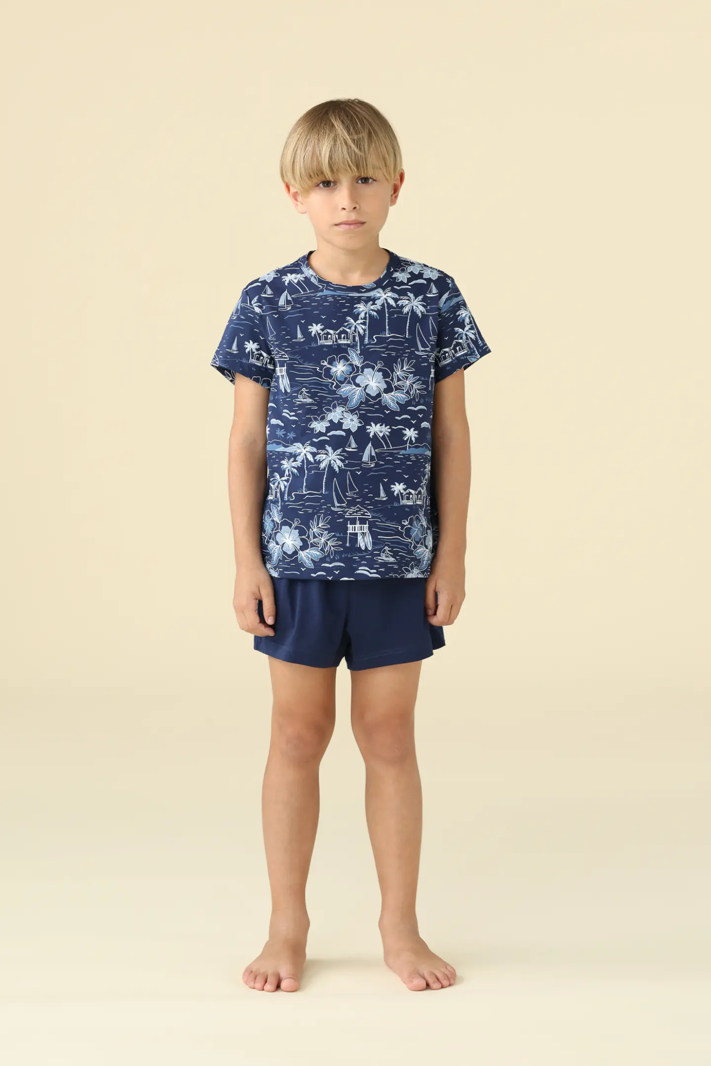 PIGIAMA BAMBINO COTONE MEZZA MANICA FE002638 MEDIEVAL BLUE