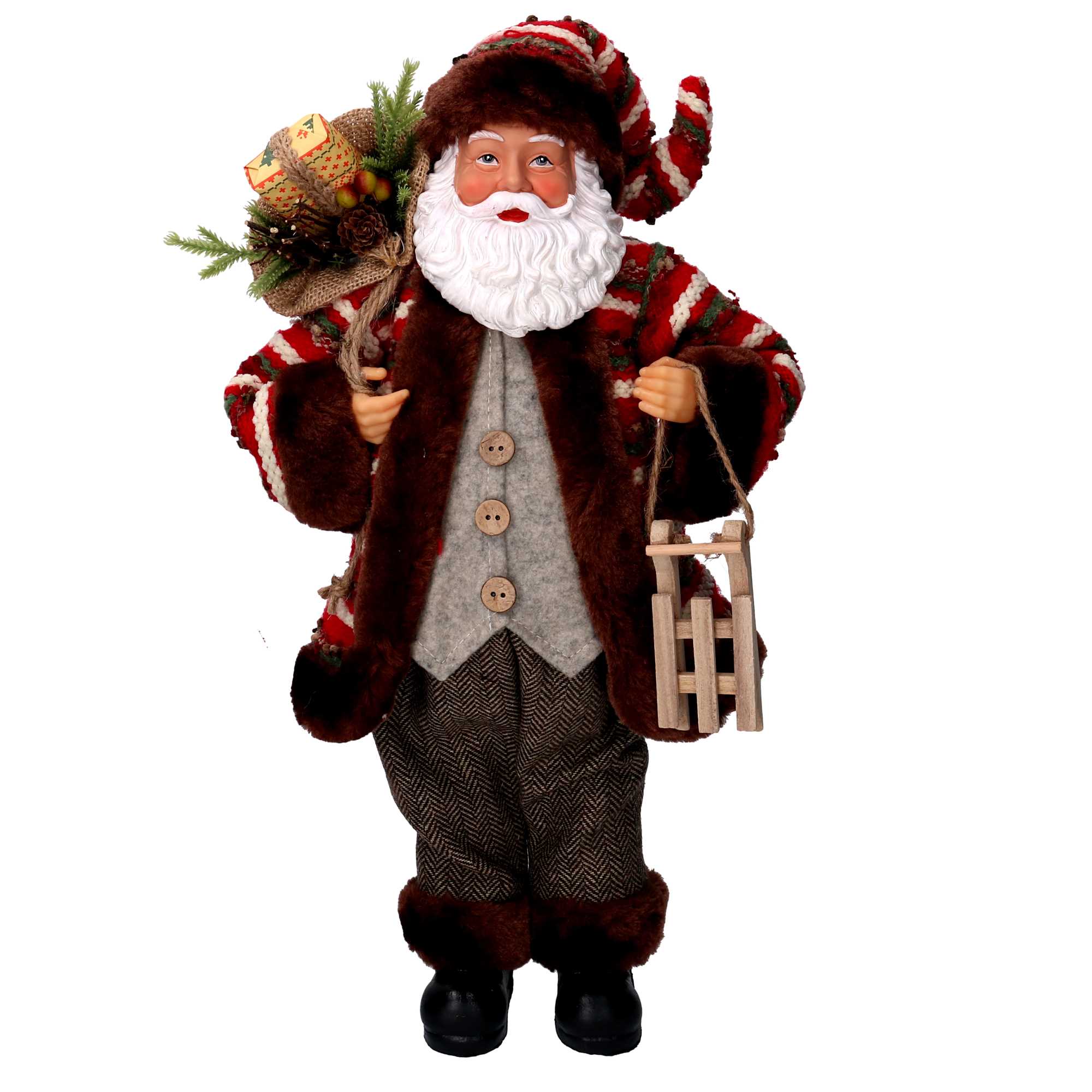 BABBO NATALE CON SLITTA H. 45cm VACCHETTI