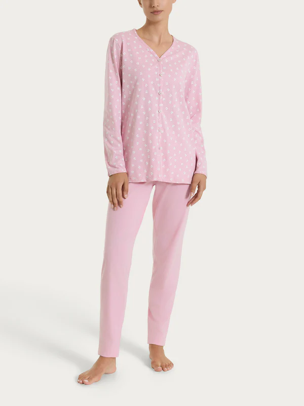 PIGIAMA DONNA MANICA LUNGA APERTO DT04N6 RAGNO CAMEO PINK