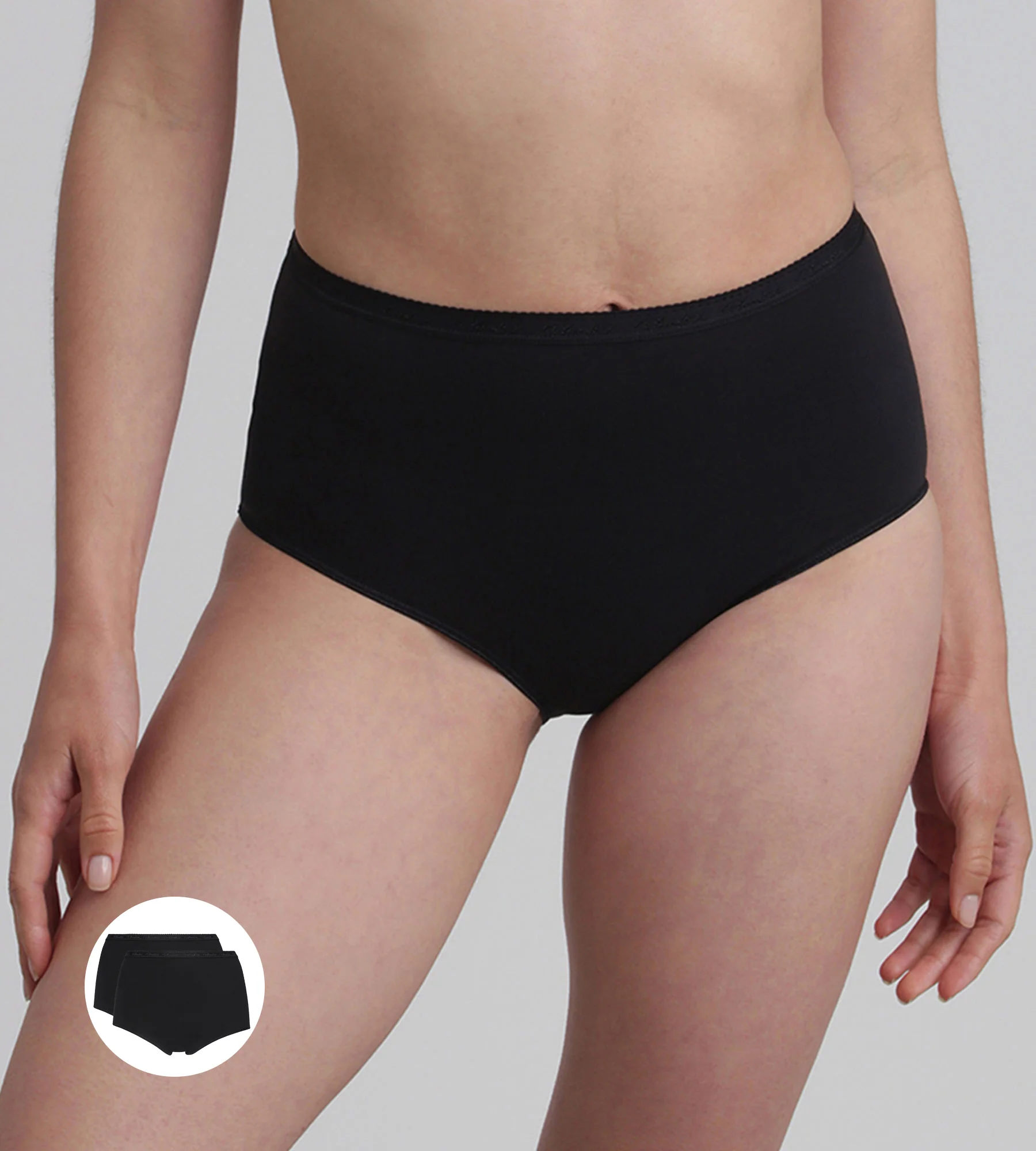 Pacco da 2 slip vita alta neri Cotone Bio NERO