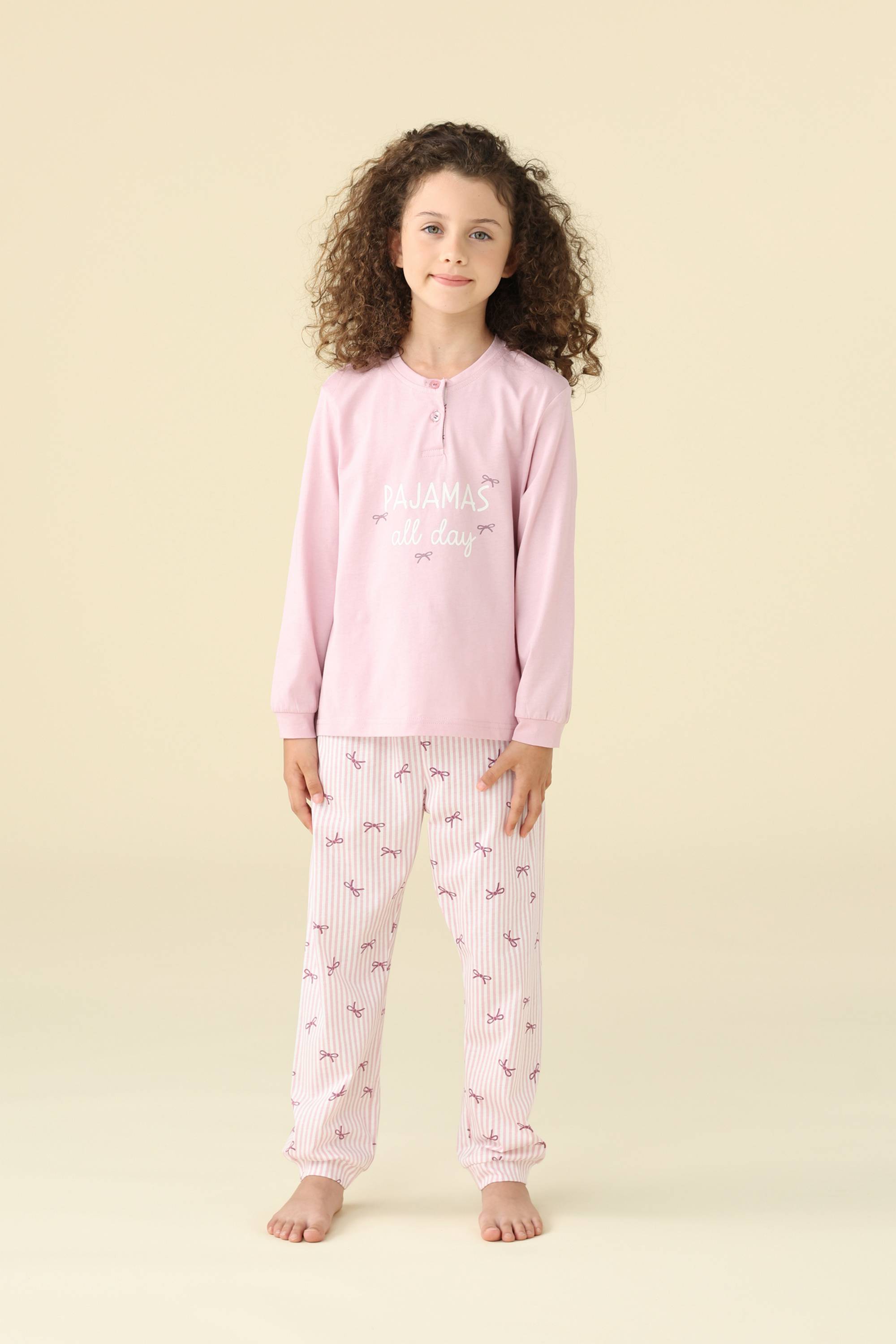 PIGIAMA BAMBINA COTONE MANICA LUNGA FE002619 NOIDINOTTE GLICINE