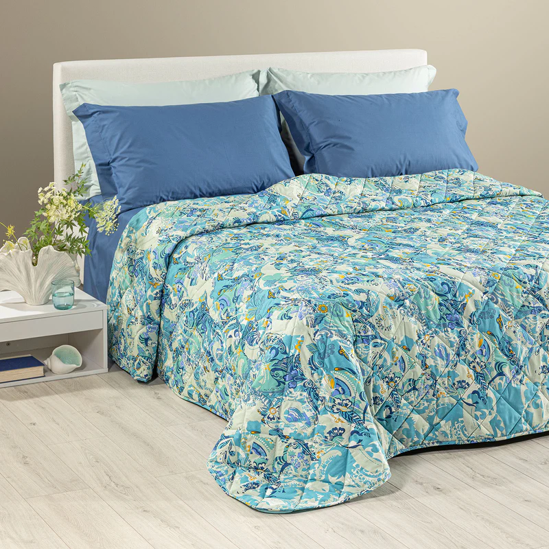 Copriletto Trapuntato In Cotone Laos Matrimoniale Caleffi ORO