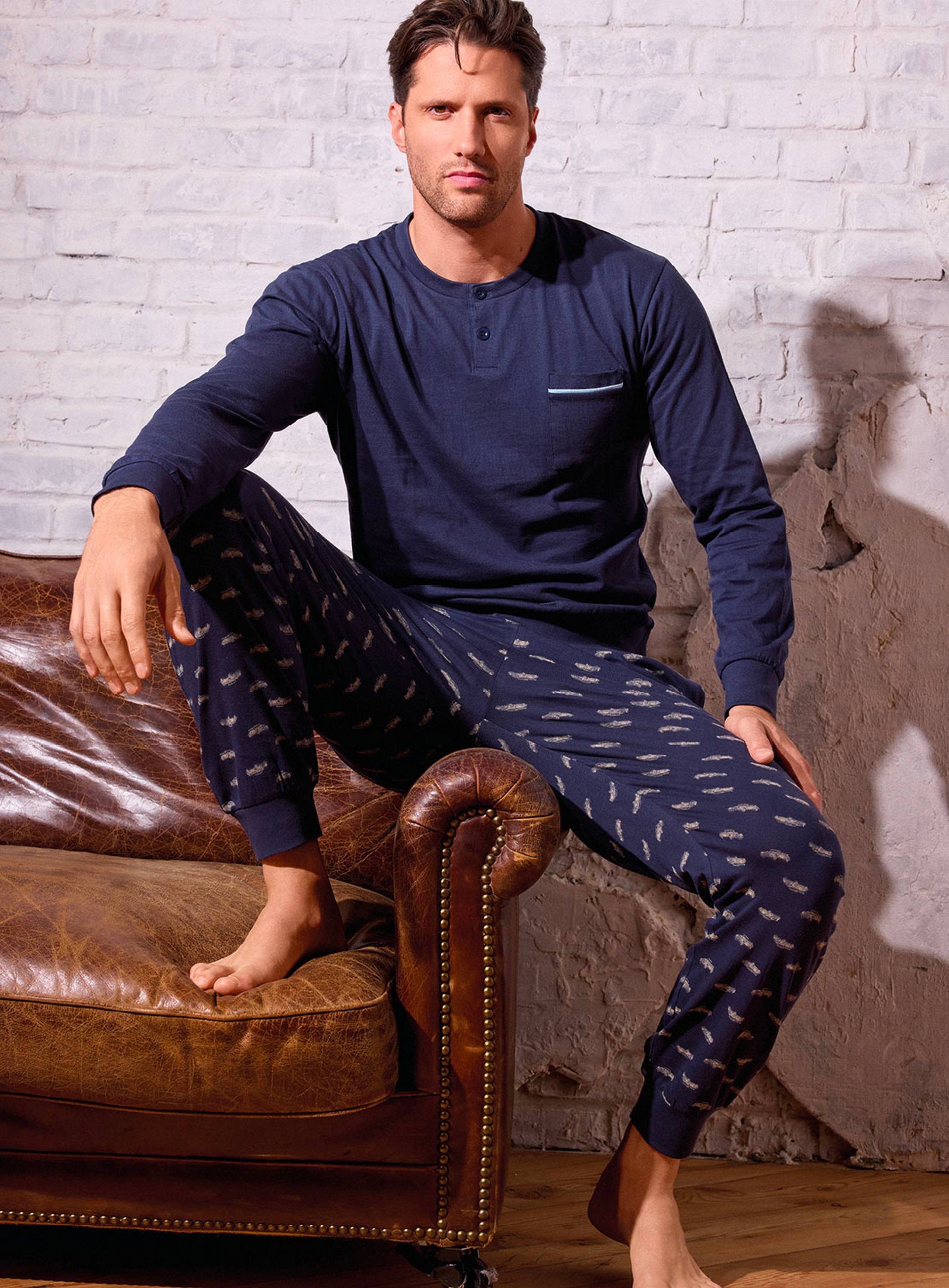 PIGIAMA UOMO COTONE MANICA LUNGA SERAFINO VNT753994 INFIORE BLU