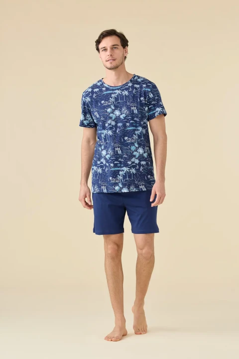 PIGIAMA UOMO COTONE MEZZA MANICA FC003270 MEDIEVAL BLUE