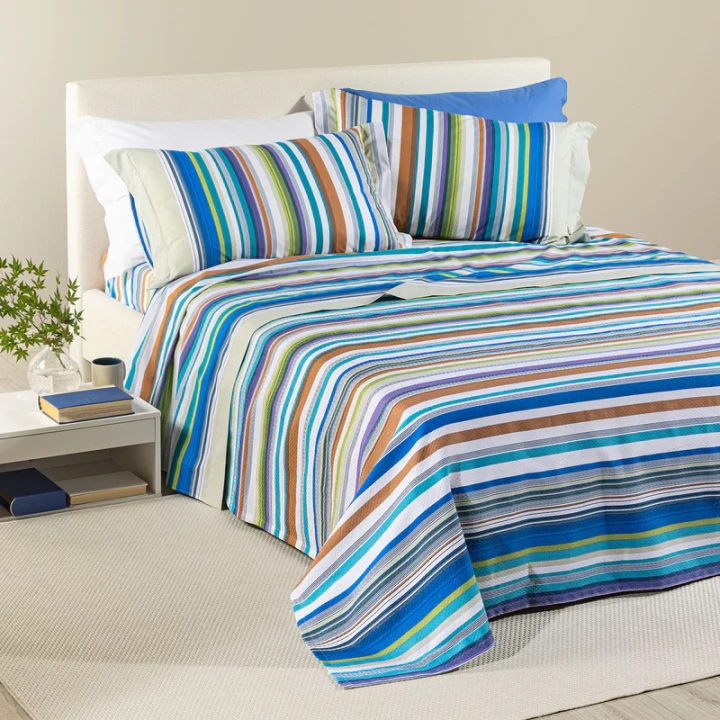 Copriletto Non Trapuntato In Cotone Piquet Bristol Singolo Caleffi BLU