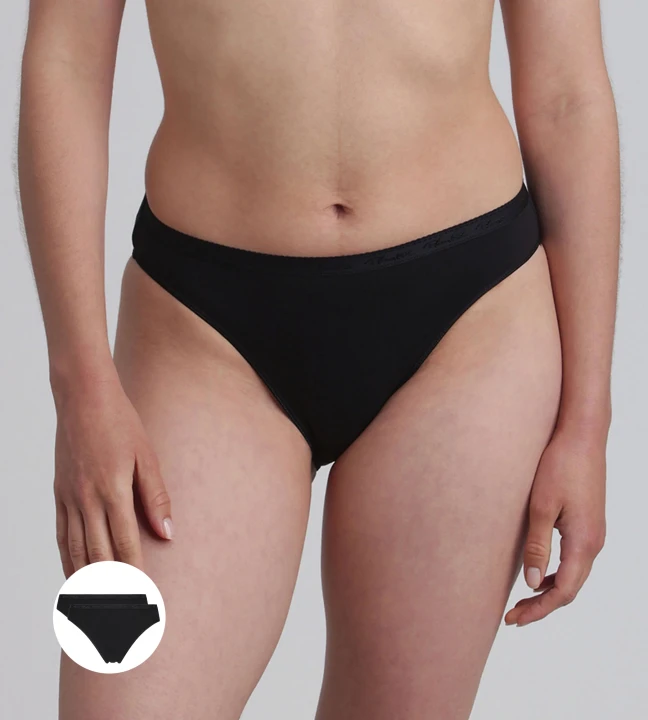 Pacco da 2 slip sgambati neri Cotone Bio NERO
