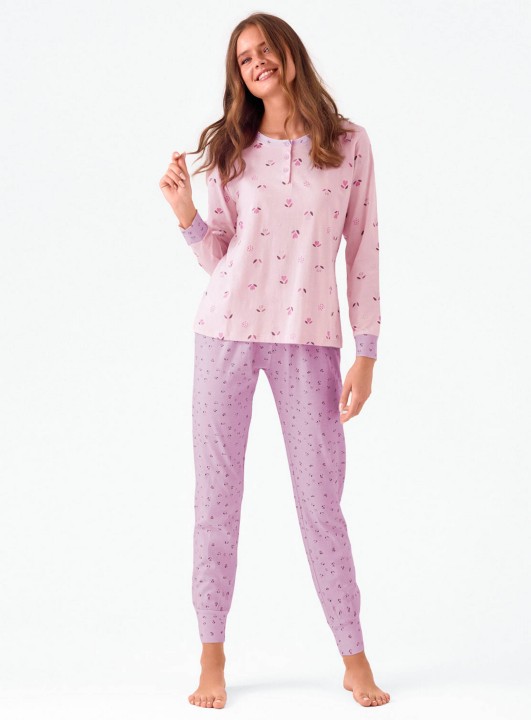 PIGIAMA DONNA COTONE Manica lunga serafino PRF653985 infiore GLICINE