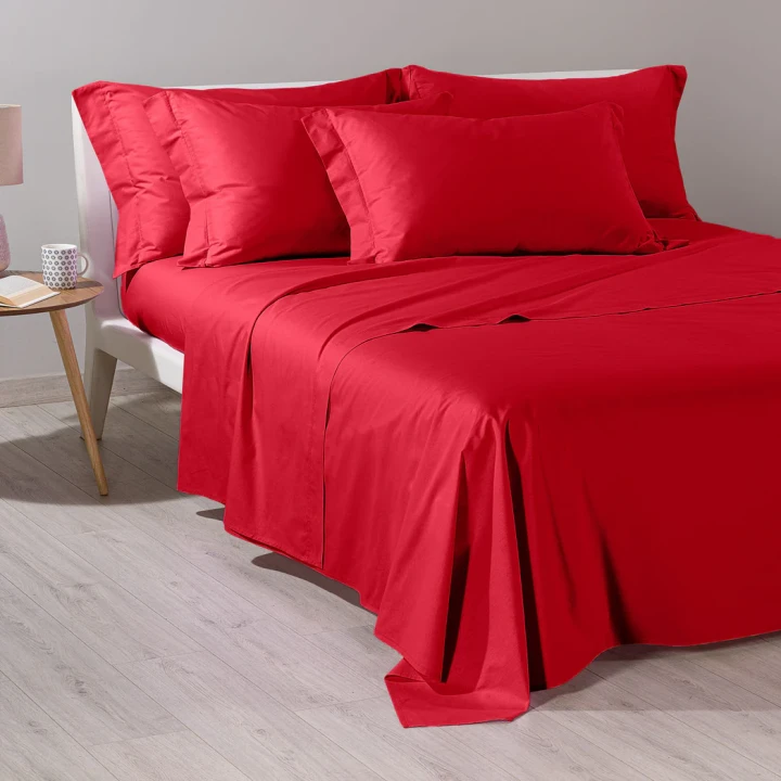BASIC COLLECTION COMPLETO LENZUOLA UNA PIAZZA E 1/2 ILBLUCASA ROSSO