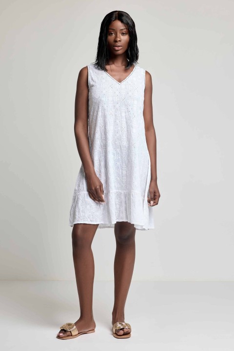 KIMBERLY SLEVELESS DRESS DA26-025 WHITE