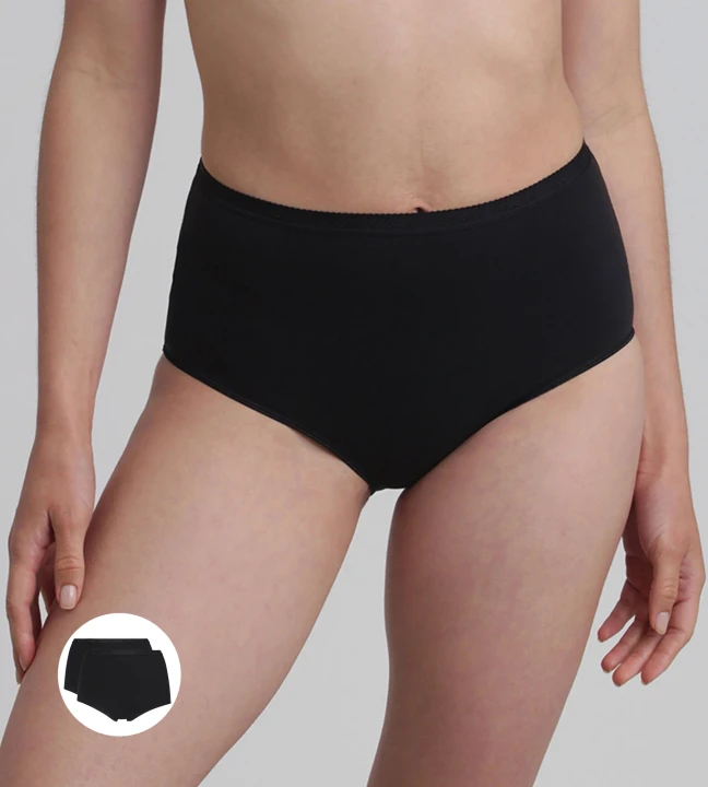 Pacco da 2 slip vita alta neri Cotone Bio NERO