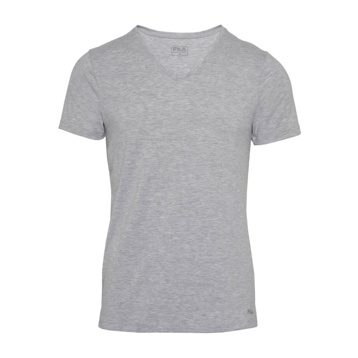 T-SHIRT MANICA CORTA SCOLLO V FILA FU5001 GRIGIO