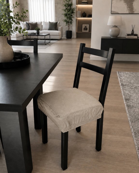 NEW EDGAR SET 2 CUSCINI PER SEDIE QUADRATI CON ELASTICO BEIGE