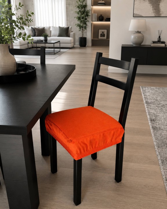 NEW EDGAR SET 2 CUSCINI PER SEDIE QUADRATI CON ELASTICO ARANCIO