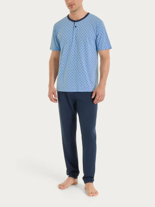 Pigiama trittico con micro rombi in Jersey di Cotone UA23NT FANT. DELLA ROBBIA BLUE