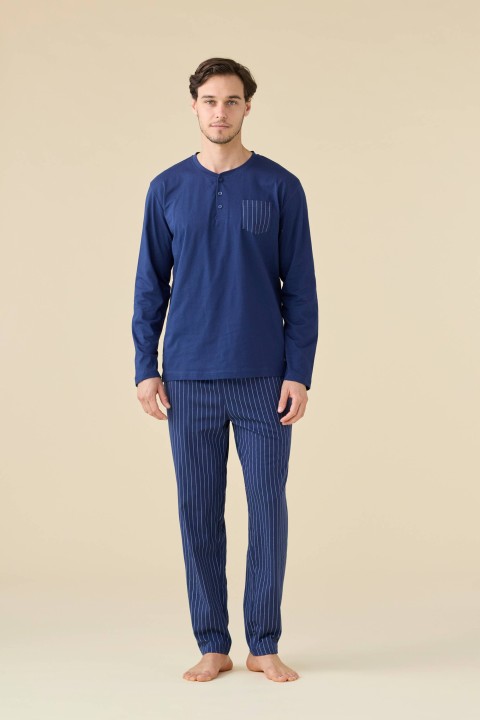 PIGIAMA UOMO COTONE MANICA LUNGA FC003227 NOIDINOTTE BLU NAVY